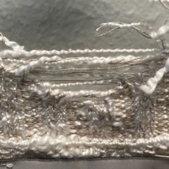 Davi & Dani Womens Distressed V-Neck Sweater Acrylic/Polyester Beige open knit - Picture 3 of 10